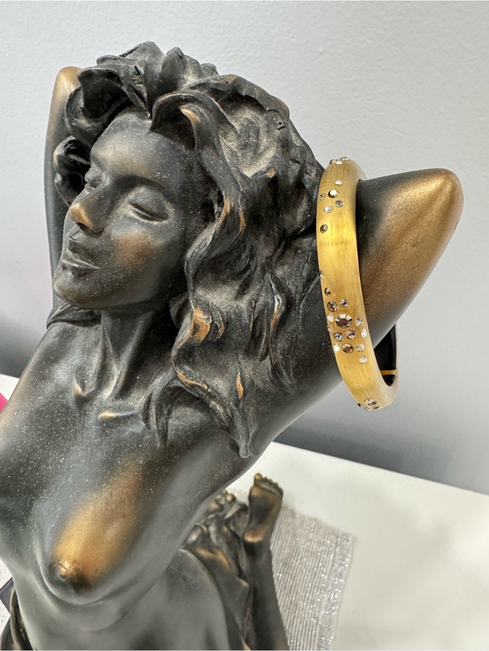 Alexis Bittar Gold-Tone Lucite Crystal Accent Bangle Bracelet